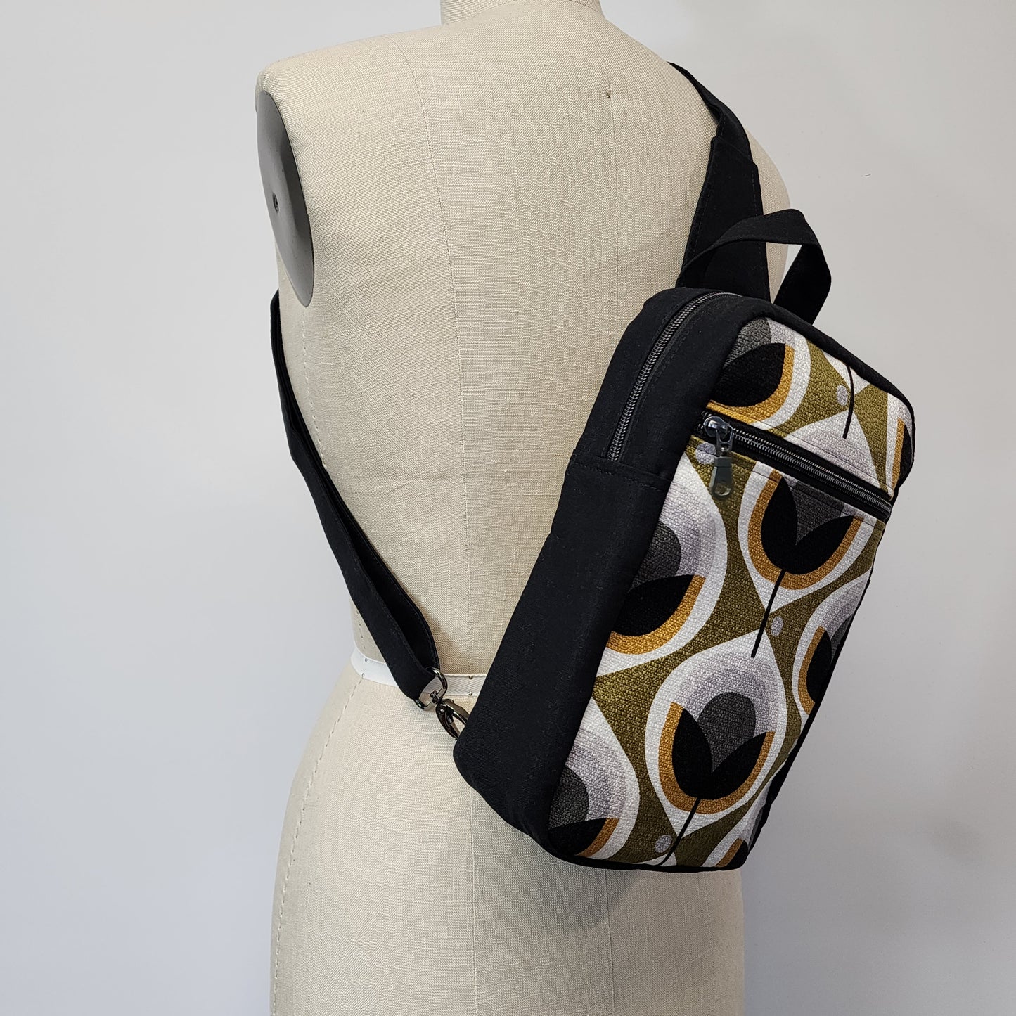 
                  
                    Sling Cross Body Bag in Mod Tulips Barkcloth
                  
                