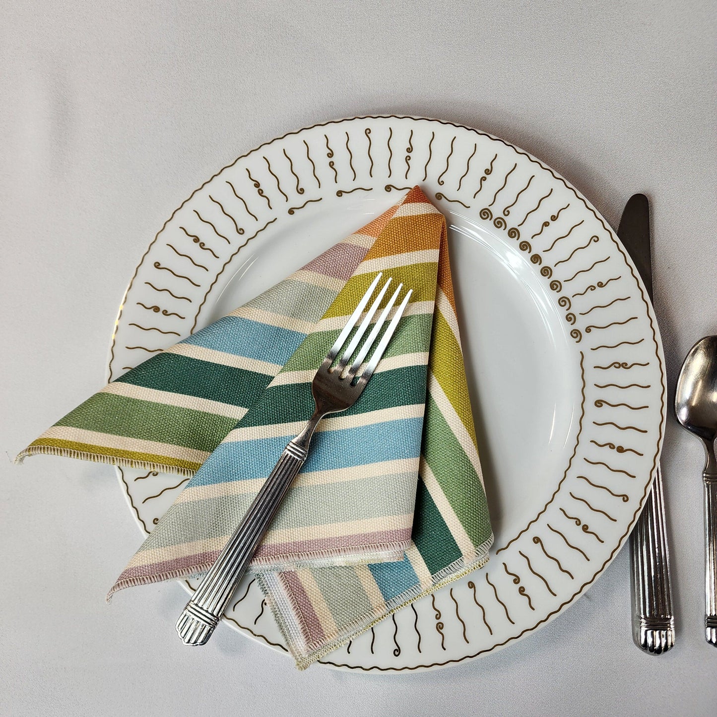 
                  
                    Dinner Napkin Set in Slow Summer Stripe
                  
                