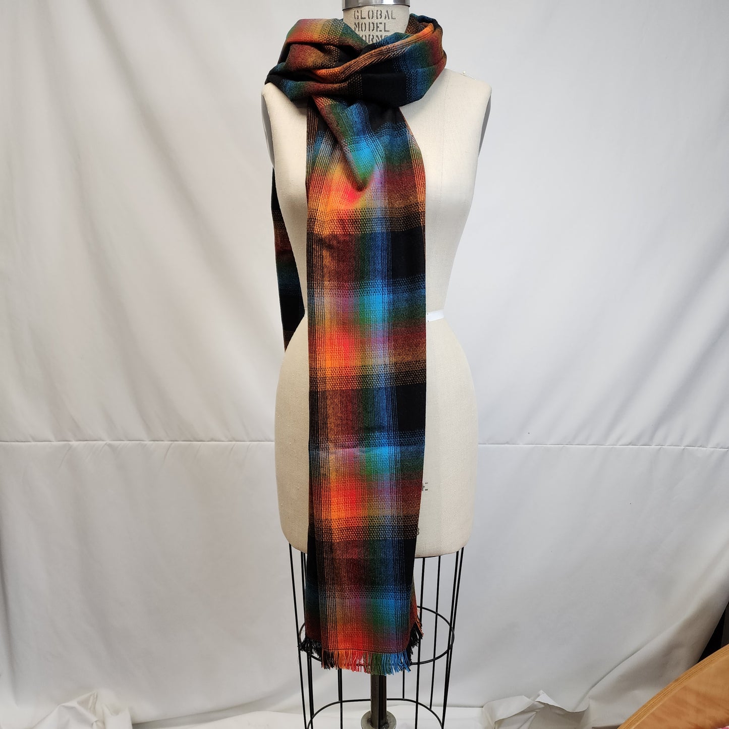 
                  
                    Luxe Flannel Scarf in Rainbow Fire Plaid
                  
                