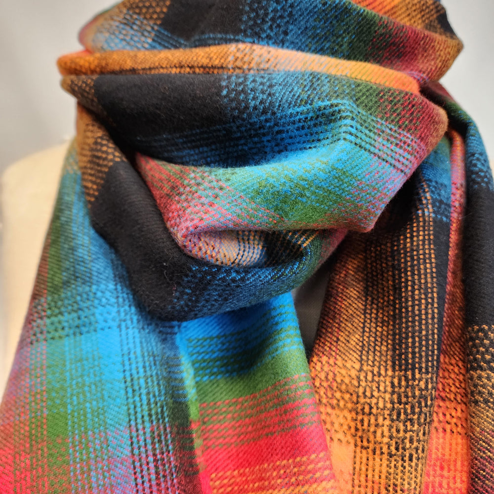 Luxe Flannel Scarf in Rainbow Fire Plaid