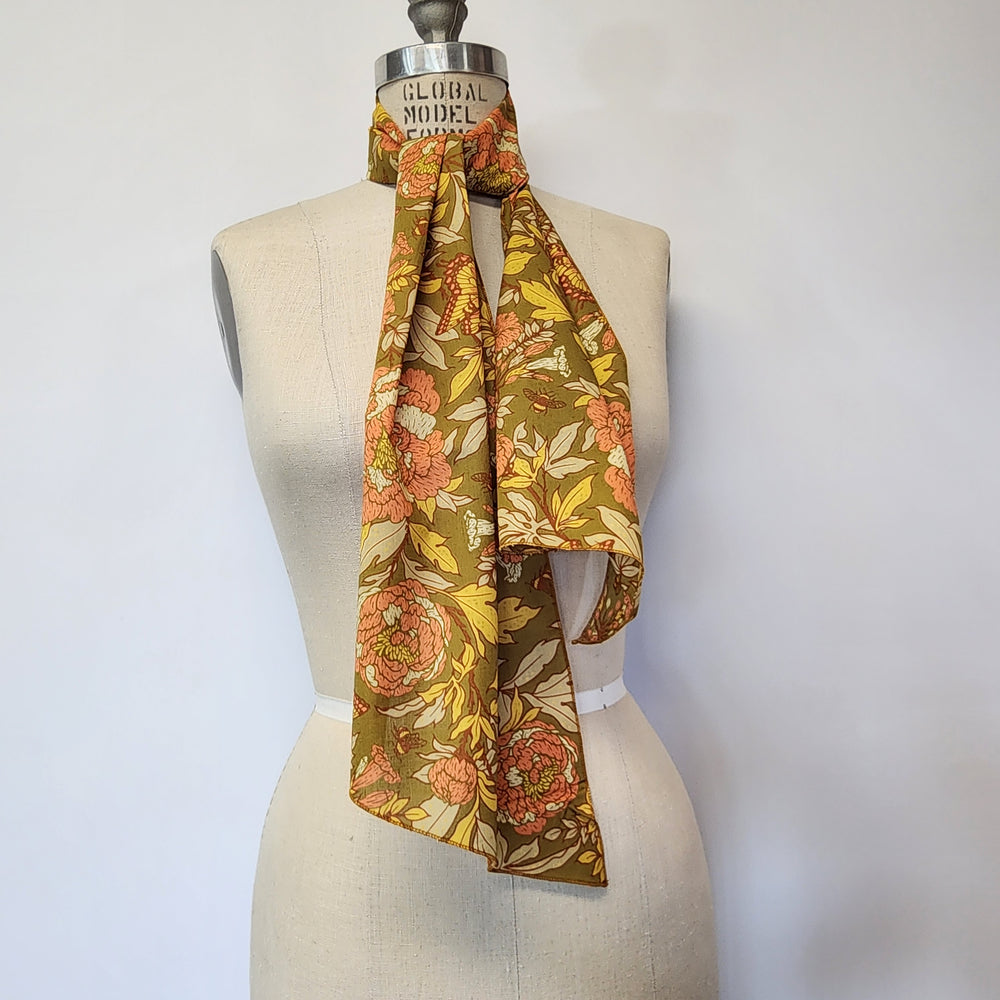 Long Cotton Lawn Scarf in Bountiful Earth