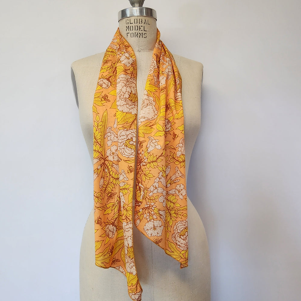 Long Cotton Lawn Scarf in Bountiful Peach