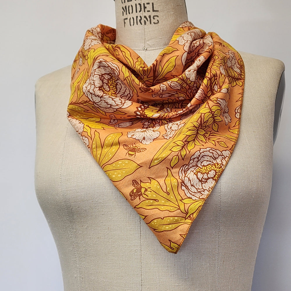 Square Cotton Lawn Scarf in Bountiful Peach