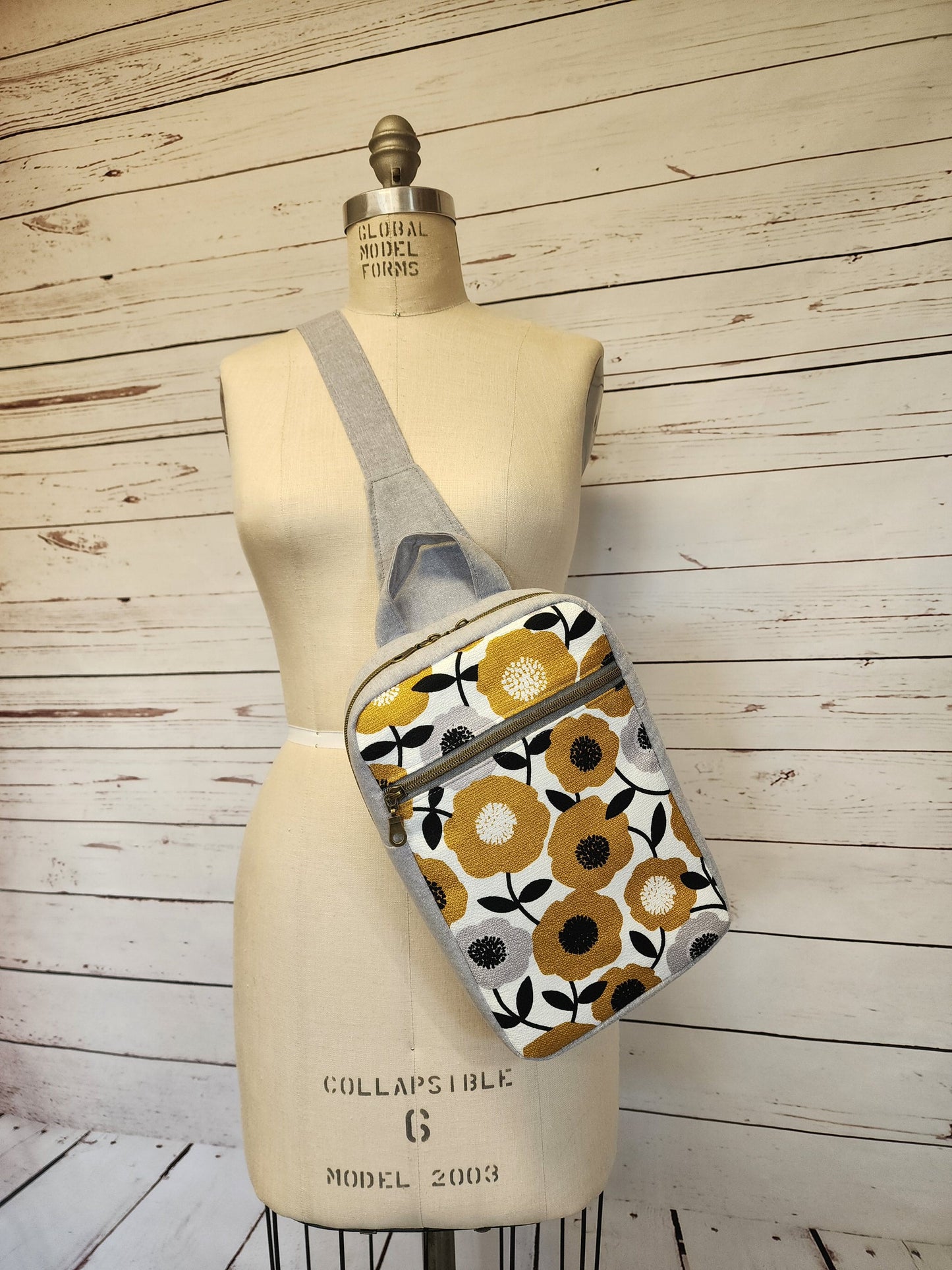 
                  
                    Sling Cross Body Bag in Mustard Gold Floral
                  
                