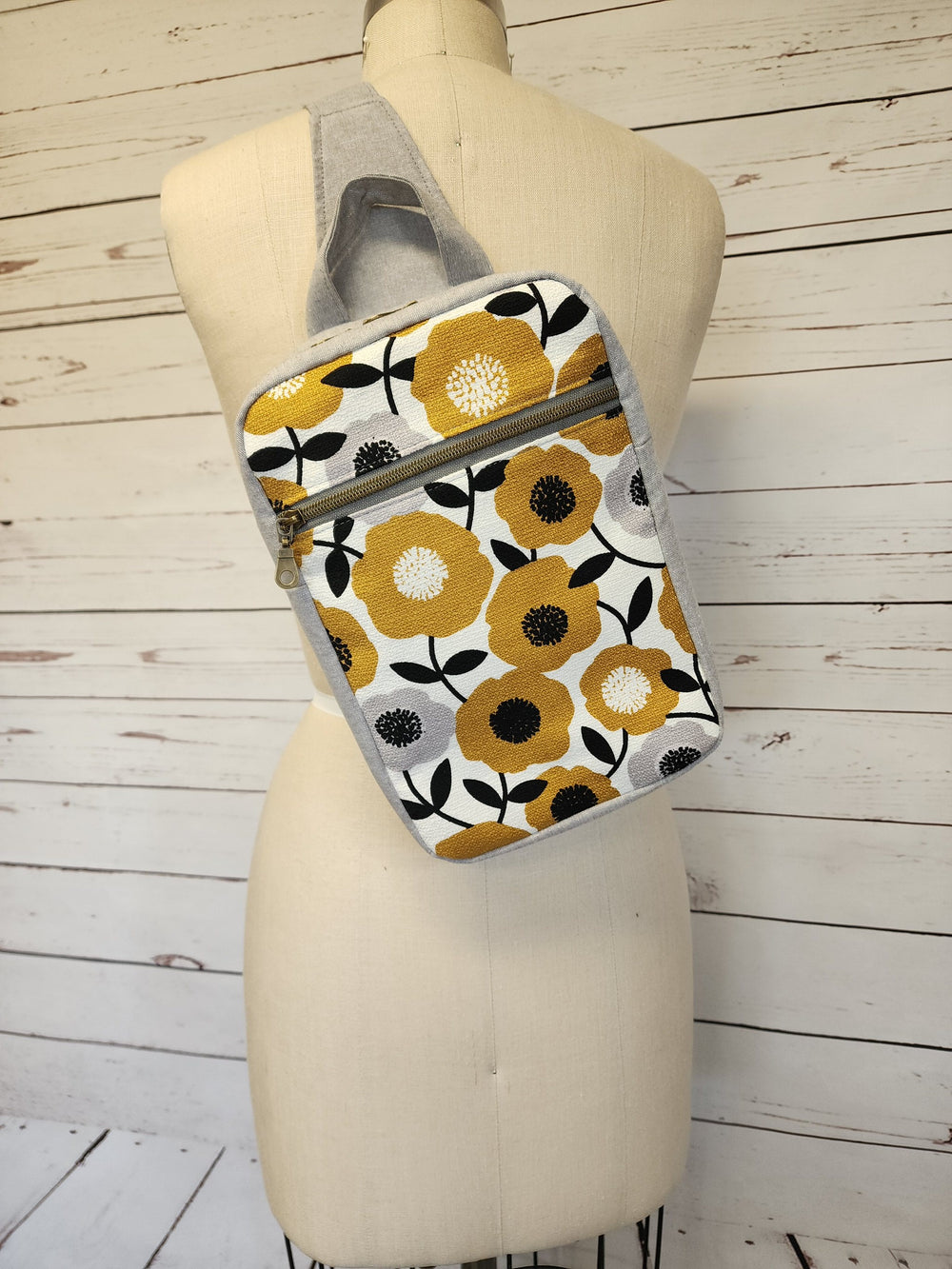 Sling Cross Body Bag in Mustard Gold Floral